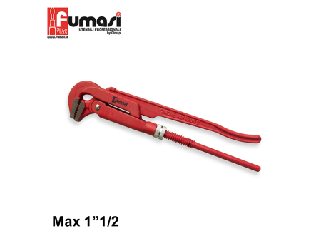 Giratubo a 90° modello svedese lunghezza 410 mm in acciaio cromo vanadio - apertura max 1''1/2