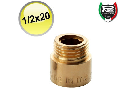 Prolunga in ottone giallo 1/2'' MF lunghezza 20 mm