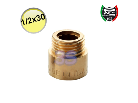 Prolunga in ottone, attacco 1/2'' MF lunghezza 30 mm