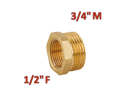 Riduzione esagonale in ottone con attacco Maschio 3/4'' x Femmina 1/2''