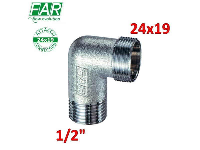5260 - Gomito maschio curva cromo opaco 1/2'' x 24x19 - FAR