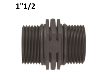 Nipplo niples 1''1/2 M-M in PP polipropilene con Oring di tenuta.