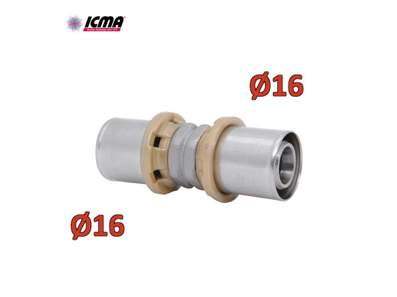 ICMA 400 - Manicotto giunto multistrato 16x16 diritto doppio - SEMPITER® raccordo a pressare