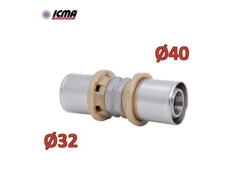 ICMA 400 - Manicotto giunto ridotto 40x32 diritto doppio - SEMPITER® raccordo a pressare