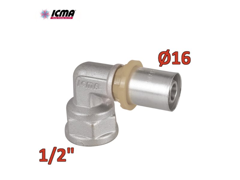 ICMA 405 - Raccordo a pressare 16x1/2'' SEMPITER® curvo femmina