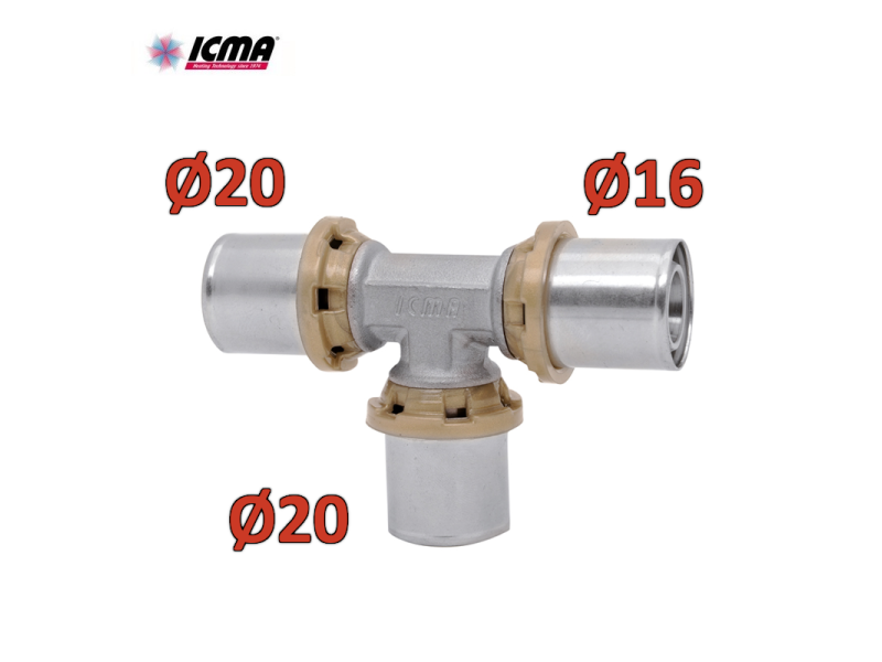ICMA 406 - Raccordo a pressare 20X20X16 SEMPITER® a TEE ridotto