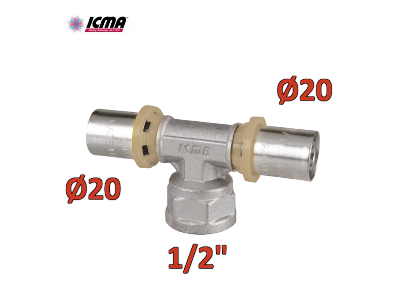ICMA 408 - Raccordo a pressare 20 x 1/2'' x 20 SEMPITER® a TEE femmina