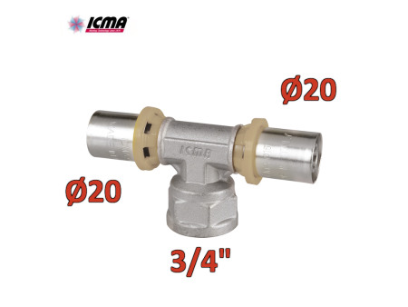ICMA 408 - Raccordo a pressare 20 x 3/4'' x 20 SEMPITER® a TEE femmina