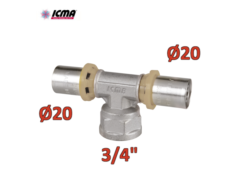 ICMA 408 - Raccordo a pressare 20 x 3/4'' x 20 SEMPITER® a TEE femmina