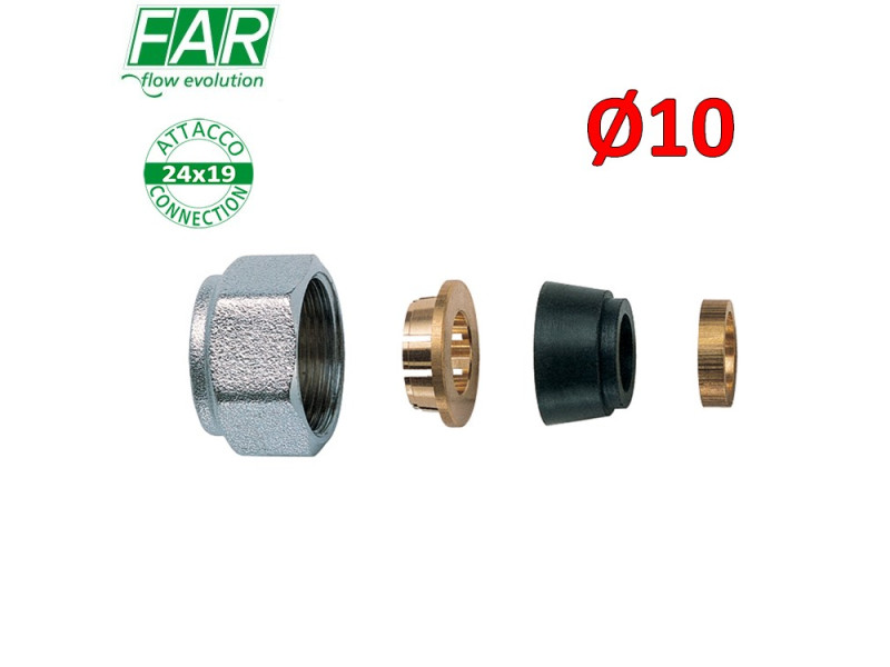 8427 - adattatore 24x19 per tubo rame Ø 10 mm , di tenuta in gomma a compressione - FAR