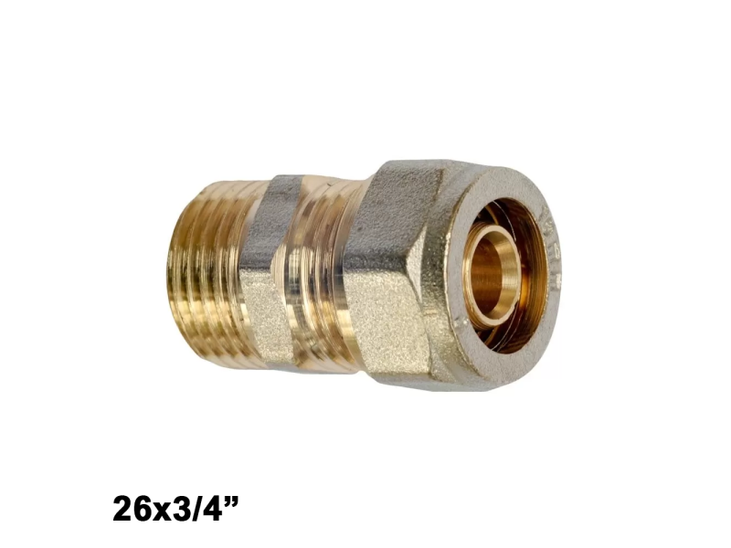 Multistrato avvitare - Raccordo dritto filettato maschio 3/4 x 26 mm