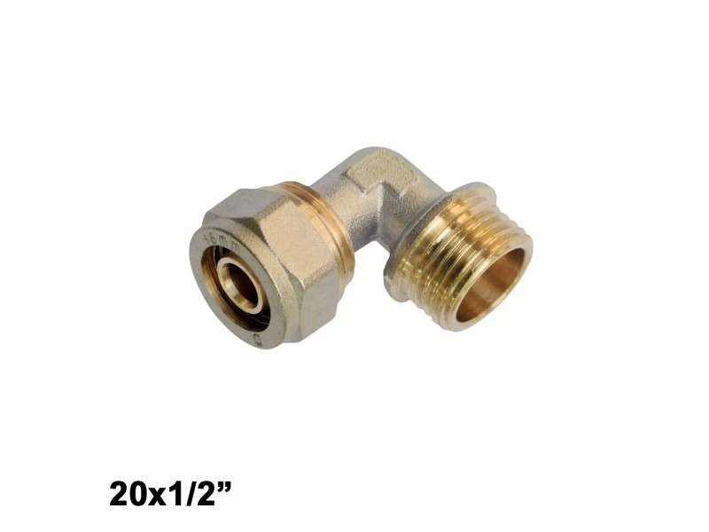Multistrato avvitare - Gomito 90° filettato maschio 20 x 1/2''