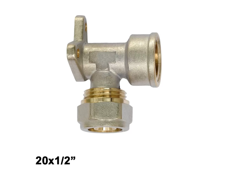 Multistrato avvitare - Gomito 90° con staffa filettato femmina 20 x 1/2