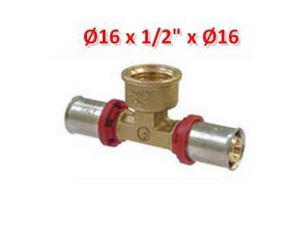 Multistrato pressare - Raccordo a TEE femmina 1/2'' x Ø 16x2 mm