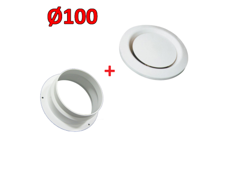 AUSTRALE - manicotto + anemostato in ABS Ø 100 mm valvola regolabile di estrazione e mandata aria