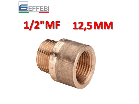 Prolunga in bronzo 1/2'' MF lunghezza 12,5 mm
