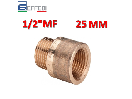 Prolunga in bronzo 1/2'' MF lunghezza 25 mm