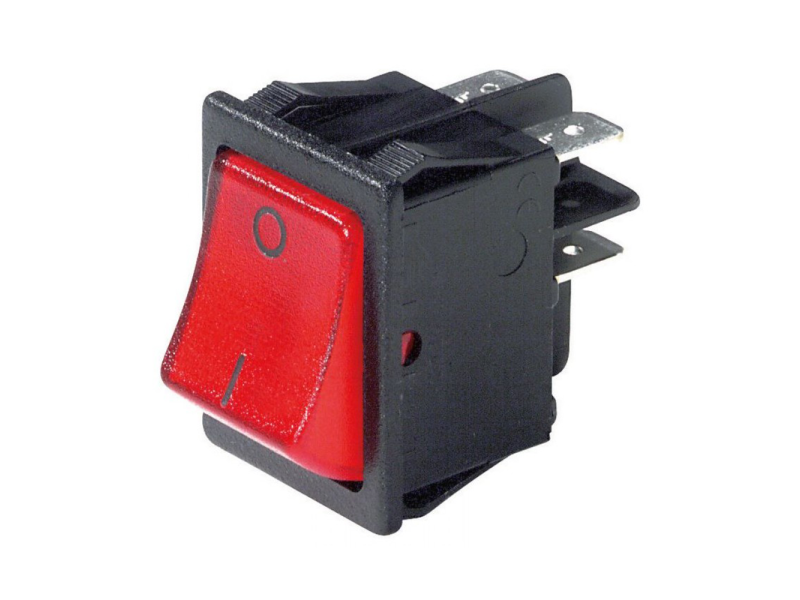 Interruttore bipolare luminoso rosso - 22x30 mm 20 A 4C