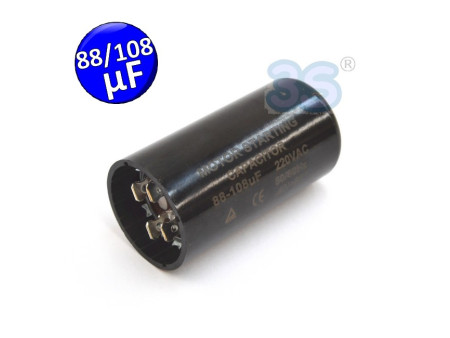 Condensatore di avviamento partenza per motori elettrici 88 - 108 µF - 220 Vac - 50/60 Hz