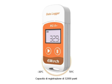 Elitech RC-5+ data logger, registratore di temperatura USB report in PDF