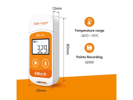 Elitech RC-5+ data logger, registratore di temperatura USB report in PDF