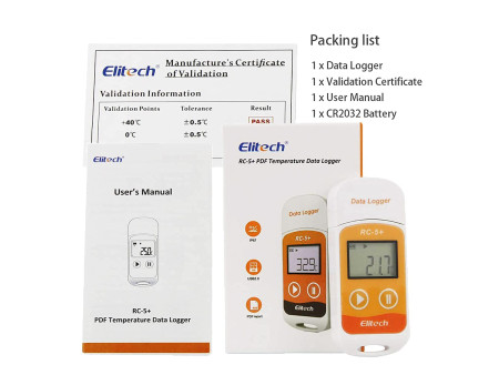 Elitech RC-5+ data logger, registratore di temperatura USB report in PDF