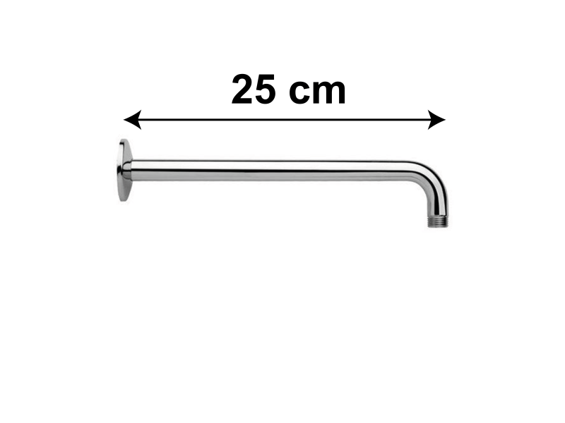 Braccio doccia tondo 250 mm per soffione con rosetta cromata