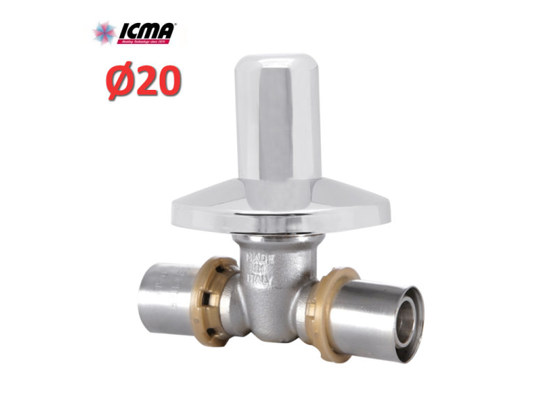 ICMA 409 - Rubinetto da incasso a pressare 20 x 20 SEMPITER® con passaggio totale