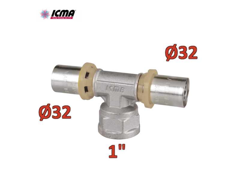 ICMA 408 - Raccordo a pressare 32 x 1'' x 32 SEMPITER® a TEE femmina