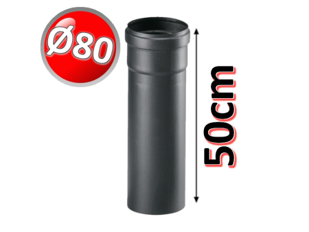 Tubo lineare cm 50 in PPs NERO Ø 80 mm fumi caldaia condensazione
