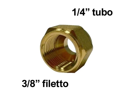 Bocchettone raccordo ridotto foro 1/4'' x filetto femmina 3/8''