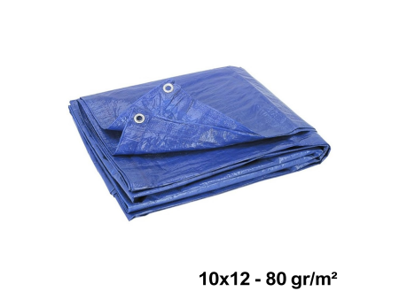 Telo telone occhiellato impermeabile mt 10x12 blu 80 gr/m² - fiere