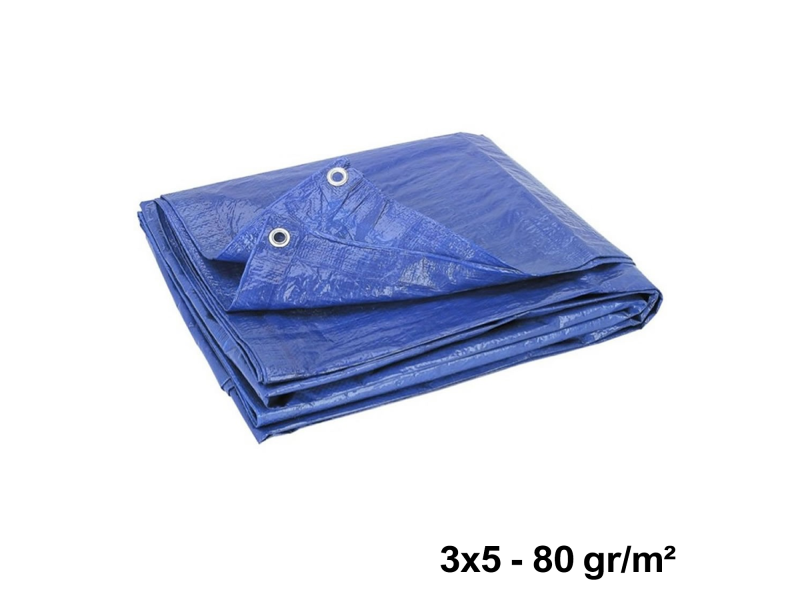 Telo occhiellato impermeabile mt 3x5 blu 80 gr/m² - piscina e...