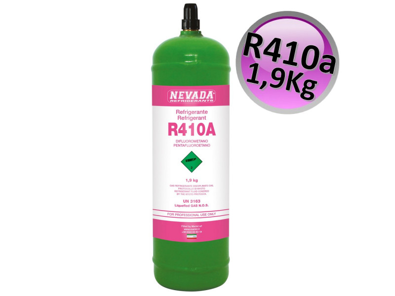 Bombola gas R410A - 1,9 Kg netti - refrigerante climatizzazione
