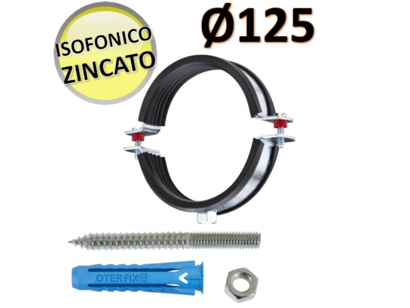 COLLARE ISOFONICO ZINCATO CON PERNO E TASSELLO Ø 125 - OTER