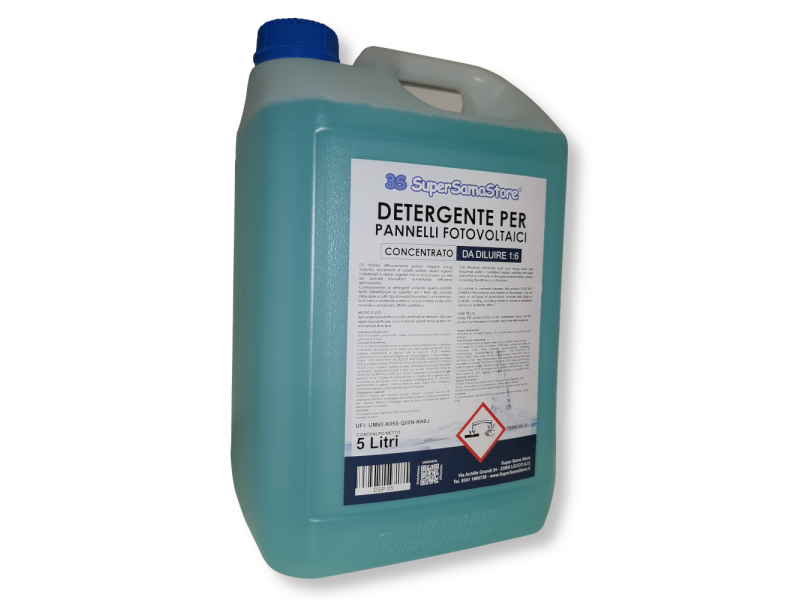 LIQUIDO DI PULIZIA PER PANNELLO SOLARE TERMICO E FOTOVOLTAICO TANICA DA 5 LT. DI DETERGENTE