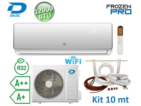Climatizzatore mono split 3.5 kW 12000 Btu R32 A++/A+ Diloc Frozen PRO + kit installazione 10 mt