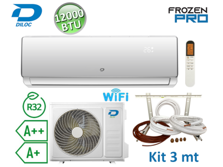 Climatizzatore mono split 3.5 kW 12000 Btu R32 A++/A+ Diloc Frozen PRO + kit installazione 3 mt