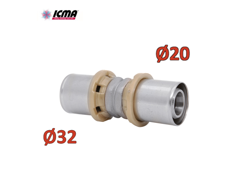 ICMA 400 - Raccordo a pressare 20x32 SEMPITER® diritto doppio manicotto ridotto