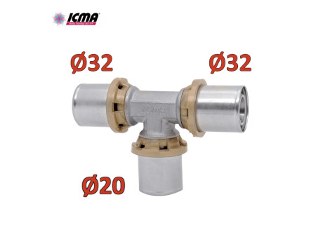 ICMA 406 - Raccordo a pressare 32x20x32 SEMPITER® a TEE