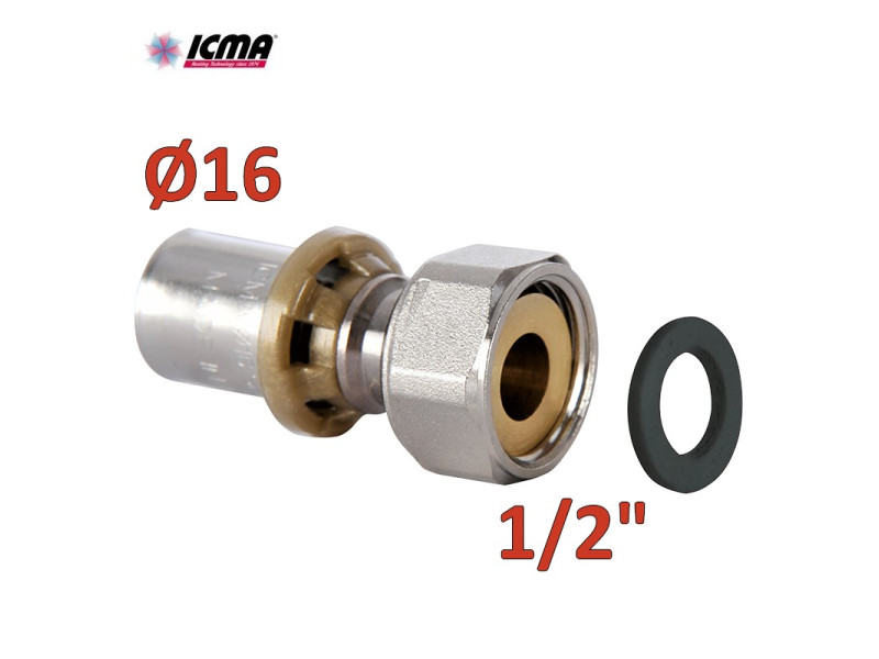 ICMA 416 - Raccordo 16x1/2'' con dado girevole sede piana - SEMPITER®