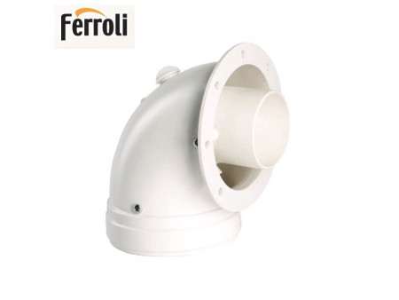 Curva di partenza coassiale 90° bianca - Ø100/60 mm per caldaie a condensazione Ferroli