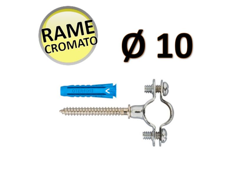 COLLARE E PERNO IN RAME CROMATO CON TASSELLO Ø 10 - 10 Pz - Oter