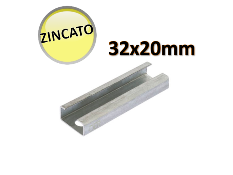 OTER - Profilato zincato 32x20x2,5 mm barra mt 2 - sistema di fissaggio