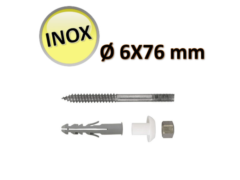 OTER - Bustina 4 mazzette viti fissaggio wc e bidet in acciaio inox M6x76 mm