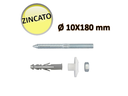 Coppia Tasselli viti zincate M10 x 180 fissa fissaggio lavabo - Oter