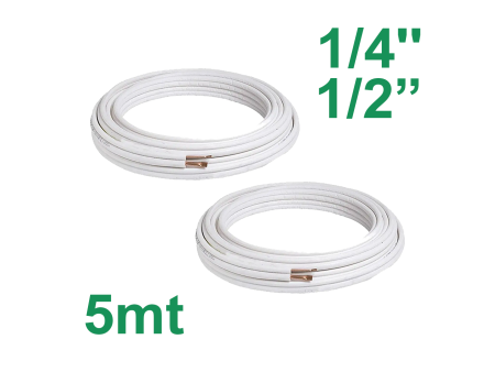 Tubi rame coppia 1/4'' e 1/2'' mt 5 isolato per climatizzatore