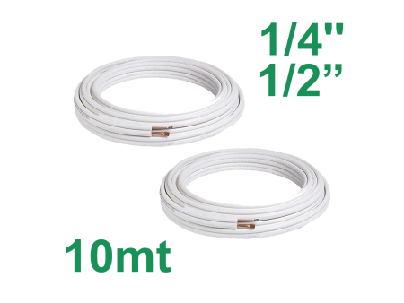 Tubi rame coppia 1/4'' e 1/2'' mt 10 isolato per climatizzatore