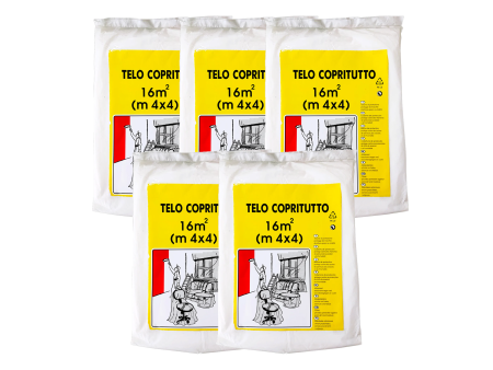 Telo copritutto in polietilene 4x4 mt - 5 pezzi