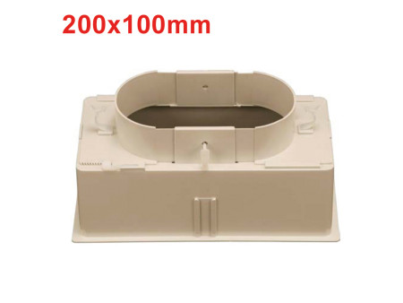 Plenum 200x100 mm in ABS con attacco da Ø125 e serranda